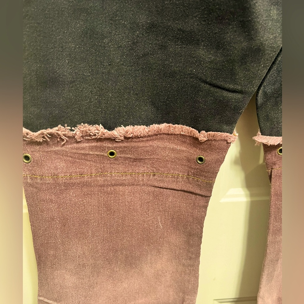 Plus size Black wide leg two tone jeans - Picture 4 of 4